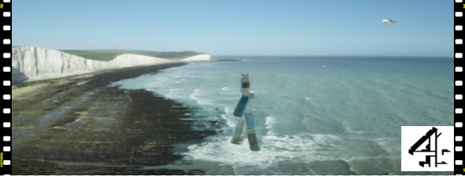 A photo of the Channel 4 advert of a figure emerging from the sea