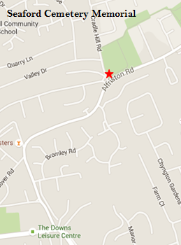 A screenshot of a map showing the location of the Seaford Cemetery on Alfriston Road