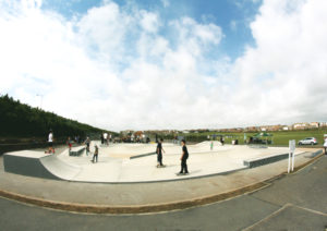 Skatepark with skaters