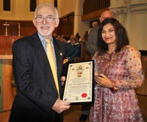 Photograph of Honorary Freeman Keith Blackburn with the 2019 Seaford Town Council Mayor Nazish Adil at the Freeman of the Town ceremony