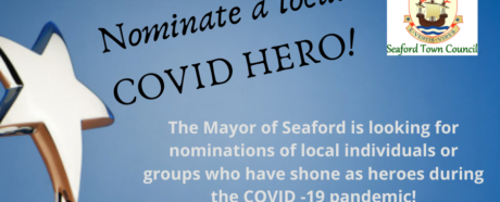 Poster with words inviting nominations for Covid hero certificates