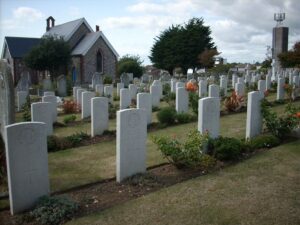 Rows of headstones at Seaford Cemetery.