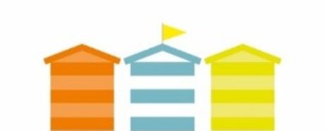 West View Beach hut logo 3 colourful beach huts.
