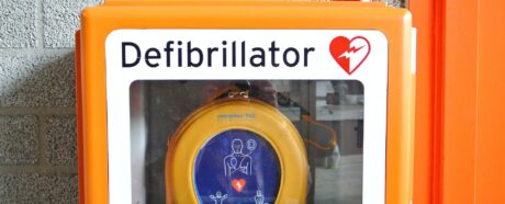 a wall mounted automatic external defibrillator
