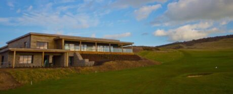 Outside view across Seaford Head golf course of the View Restaurant in Seaford