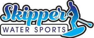 skipper water sports logo with paddleboarder