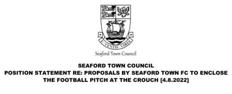 Banner black font on white background with Seaford Town Council Logo