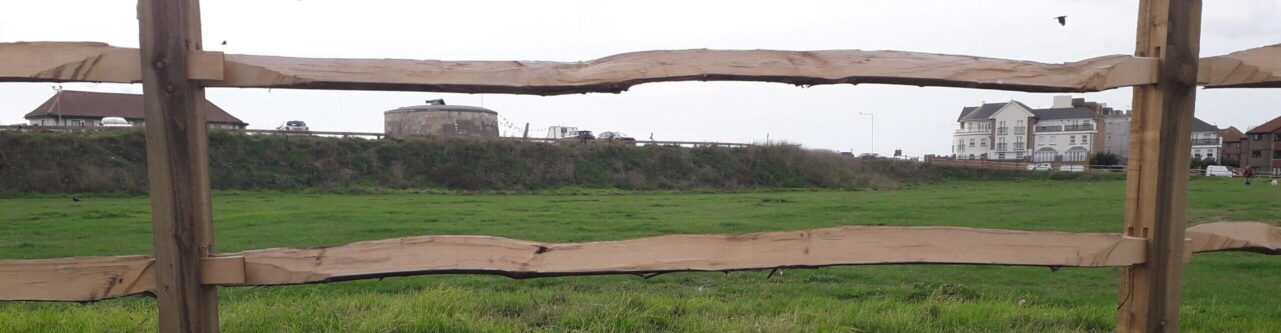 Wooden fence of the Martello fields in Seaford East Sussex