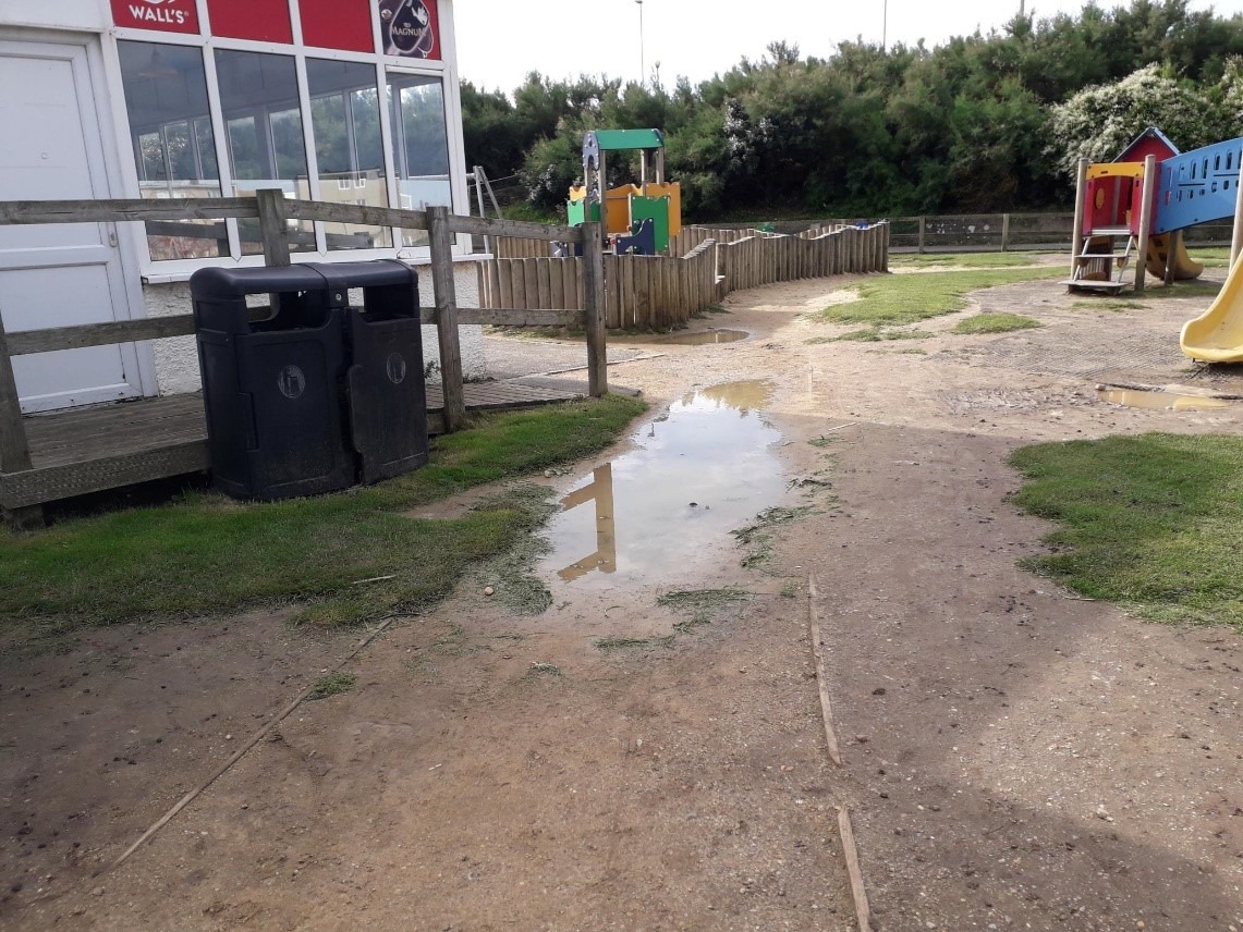 picture of current pathways in the playarea in need of works