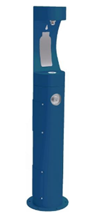 Blue mental free standing water bottle refill station