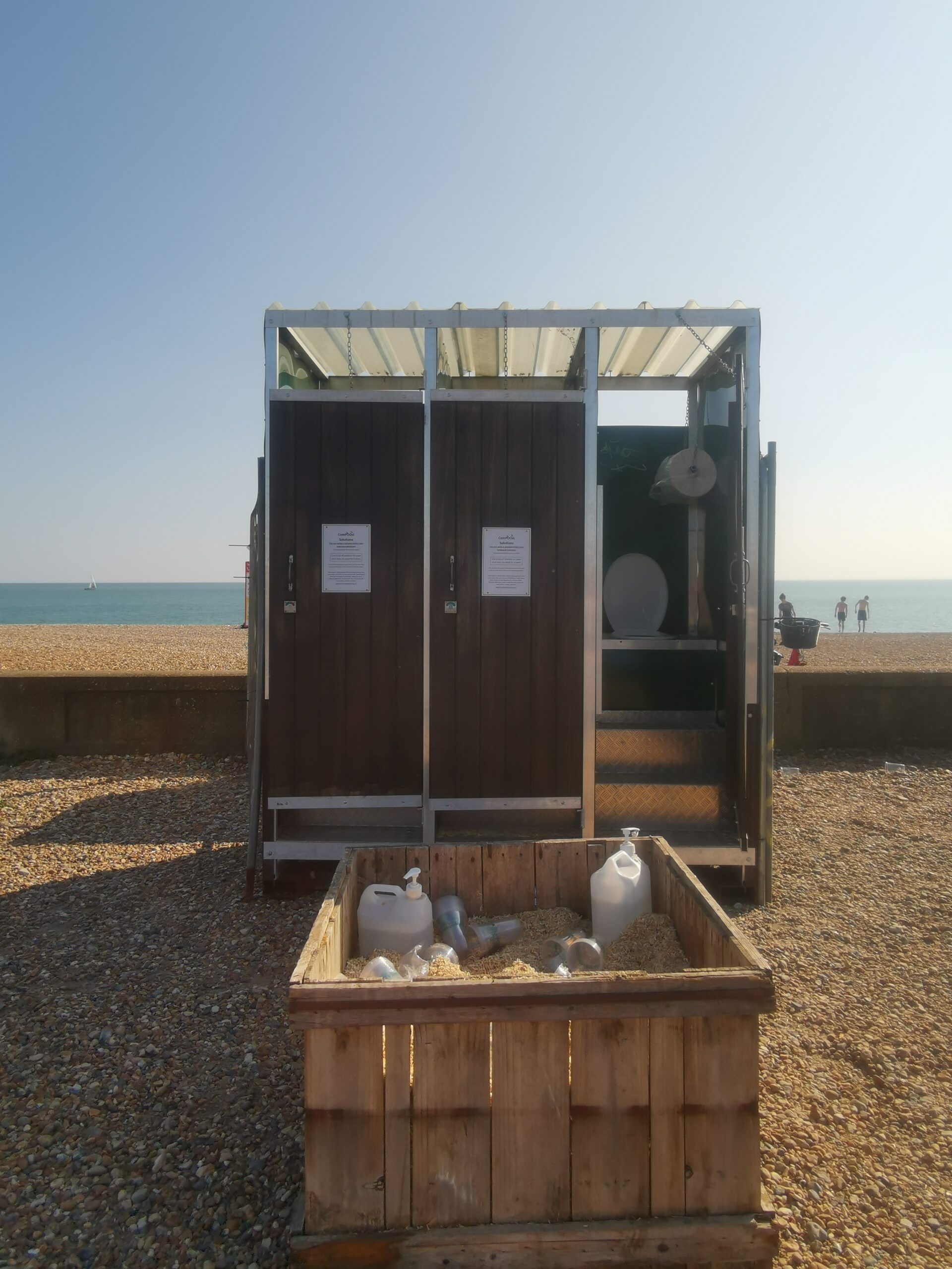 compostable toilets on Seaford seafront