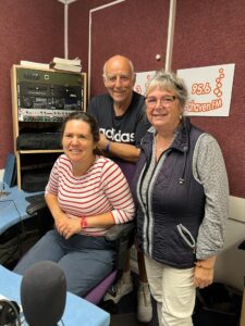 The Mayor and Deputy Mayor sitting with Len Fisher at Seahaven FM's studio.