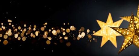 Glowing gold star lanterns with sparkles