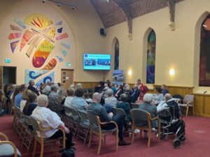 Members of the public attending the Town Forum as Cross Ways Church in Seaford.