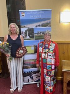 The Mayor of Seaford standing with Mary Lumley 