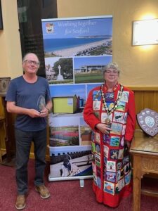 The Mayor of Seaford standing with Chris Goode