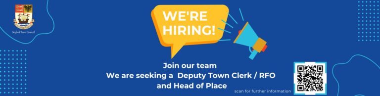 We're hiring speech bubble with microphone icon next to it.
