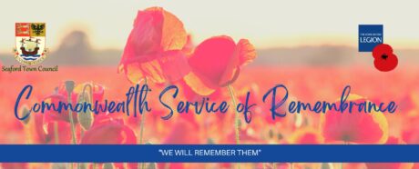 Commonwealth of Remembrance, with red poppies in the background.