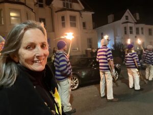 The Mayor in the parade with members of the Seaford Bonfire Society.