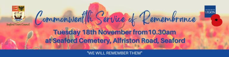 Remembrance Services in Seaford. Tuesday 18th November from10.30am at Seaford Cemetery, Alfriston Road, Seaford.