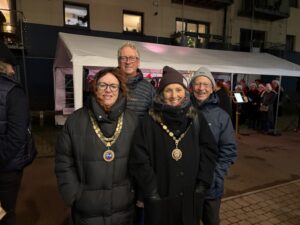 Maggie with Cllr Kim Bishop Mayor of Newhaven, respective consorts and Cllr Lesley Boniface. 