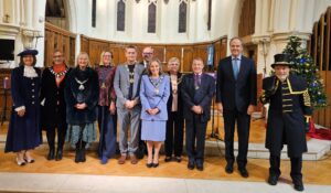 The Mayor of Seaford, with other local dignitaries at St Leonard's Church.