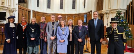 The High Sheriff of East Sussex, Annie Brown; the Mayor of Uckfield, Cllr Karen Bedwell; the Mayor of Peacehaven, Cllr Deborah Donovan; the Mayor of Peacehaven’s Consort, Rhiannon; Chair of Lewes District Council, Cllr Paul Davies; the Mayor of Polegate, Cllr Dan Dunbar; the Mayor of Seaford, Cllr Maggie Wearmouth; the Mayor of Eastbourne, Cllr Margaret Bannister; Chair of East Sussex County Council, Cllr Roy Galley; the Lord Lieutenant of East Sussex, Mr Andrew Blackman CStJ; Seaford Sargent at Mace, Peter White.)