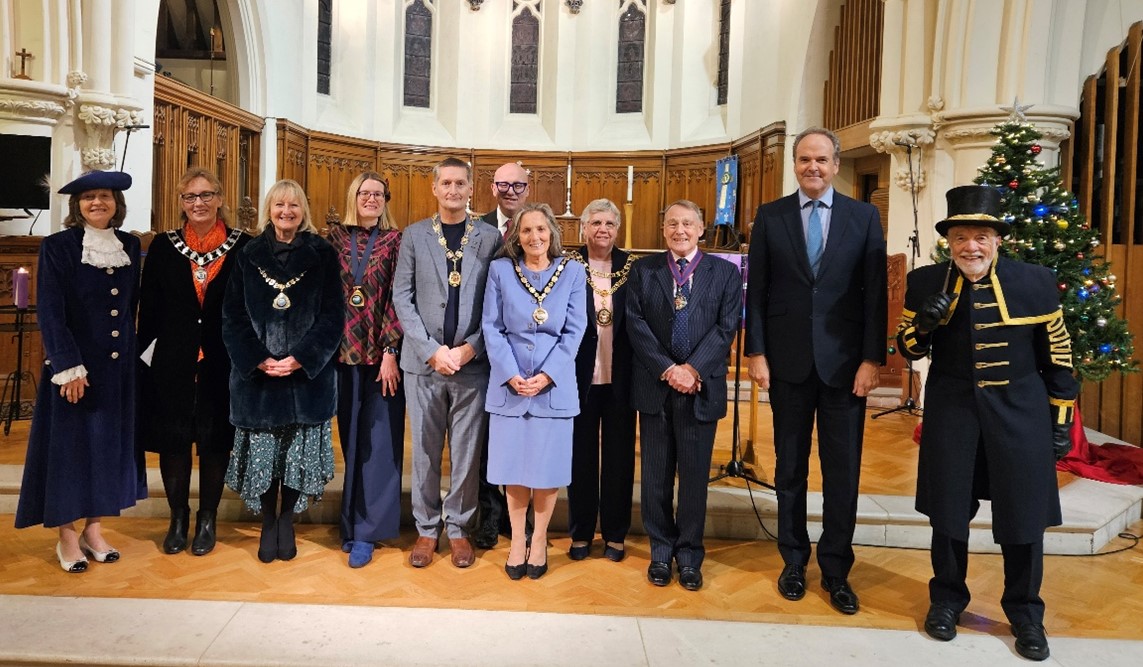 The High Sheriff of East Sussex, Annie Brown; the Mayor of Uckfield, Cllr Karen Bedwell; the Mayor of Peacehaven, Cllr Deborah Donovan; the Mayor of Peacehaven’s Consort, Rhiannon; Chair of Lewes District Council, Cllr Paul Davies; the Mayor of Polegate, Cllr Dan Dunbar; the Mayor of Seaford, Cllr Maggie Wearmouth; the Mayor of Eastbourne, Cllr Margaret Bannister; Chair of East Sussex County Council, Cllr Roy Galley; the Lord Lieutenant of East Sussex, Mr Andrew Blackman CStJ; Seaford Sargent at Mace, Peter White.)