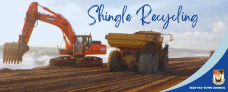 Two large diggers on Seaford beach.