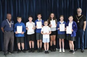The Mayor with winners of the Rotary Junior community awards.